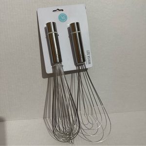 Martha Stewart Whisk Set Stainless Steel 2 Piece Set Brand New